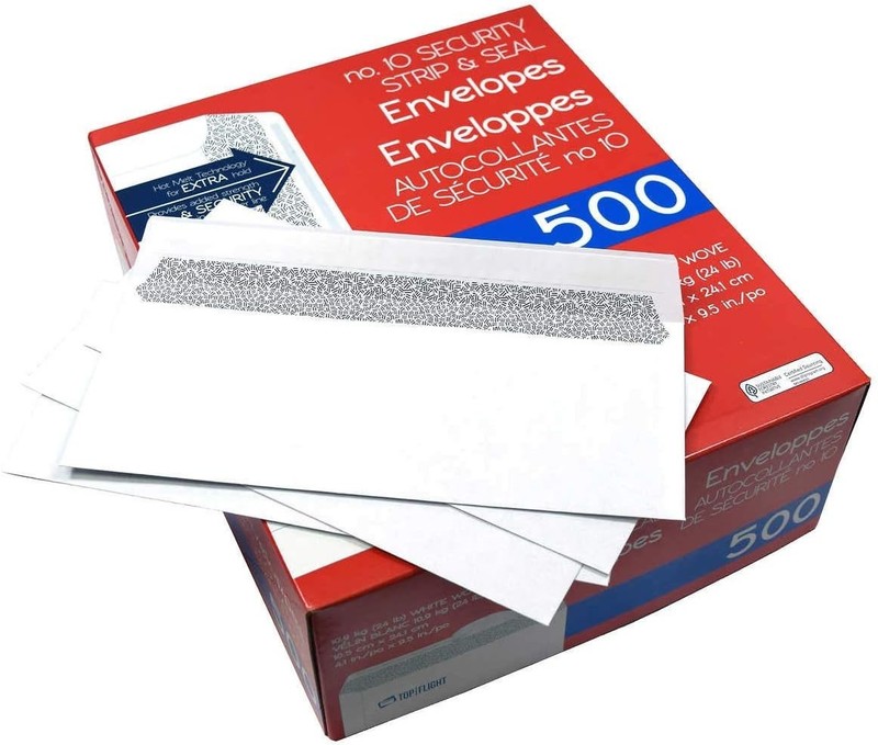 Self-Sealing #10 Envelopes with Security Tint - 24 lb, 500 Count for Mailing gallery