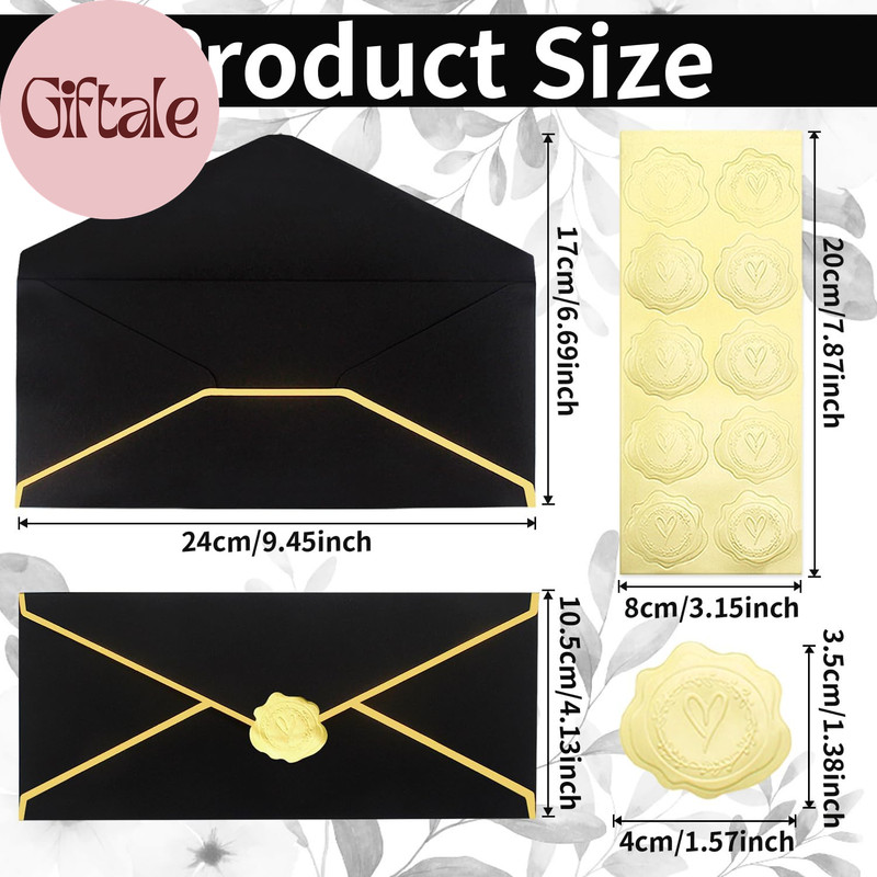 Business Envelopes with V-Flap,Gold Border 30 Pack #10 Envelopes Made of 150Gsm gallery