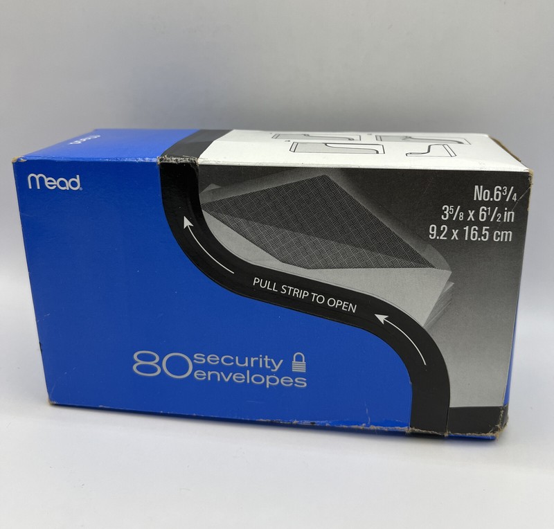 Mead #6-3/4 Security Envelopes, 3-5/8″ x 6-1/2″, Confidential, White, 80