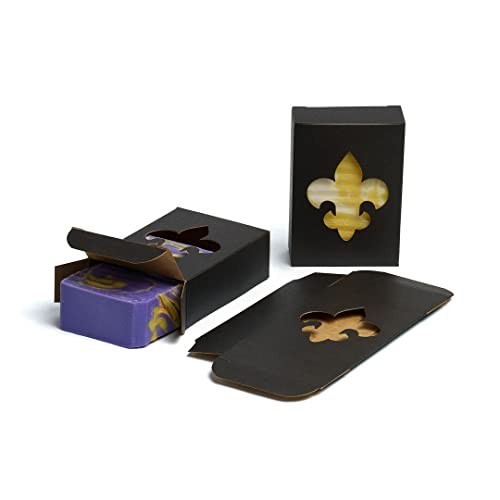 Fleur-de-Lis Window Soap Boxes Black Handmade Cajun Artisan 50 Pack