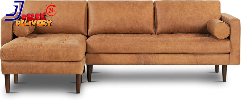 Napa 104.5" Left-Facing Sectional Sofa Solid Wood Frame Walnut Legs NEW gallery