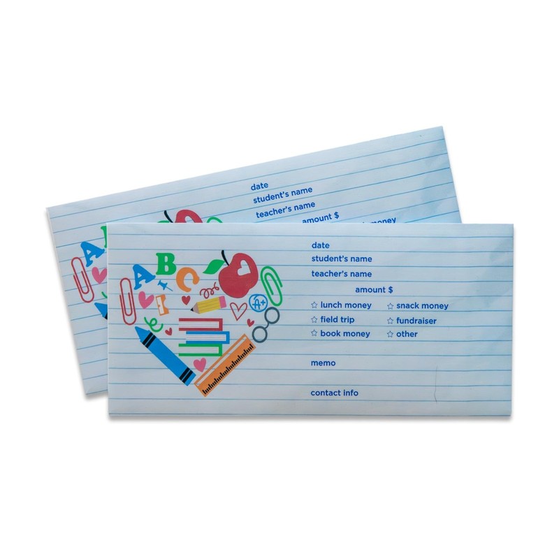 12 Pack School Money Envelopes, Lunch Money, Class Trip, Field Trip, Supplies