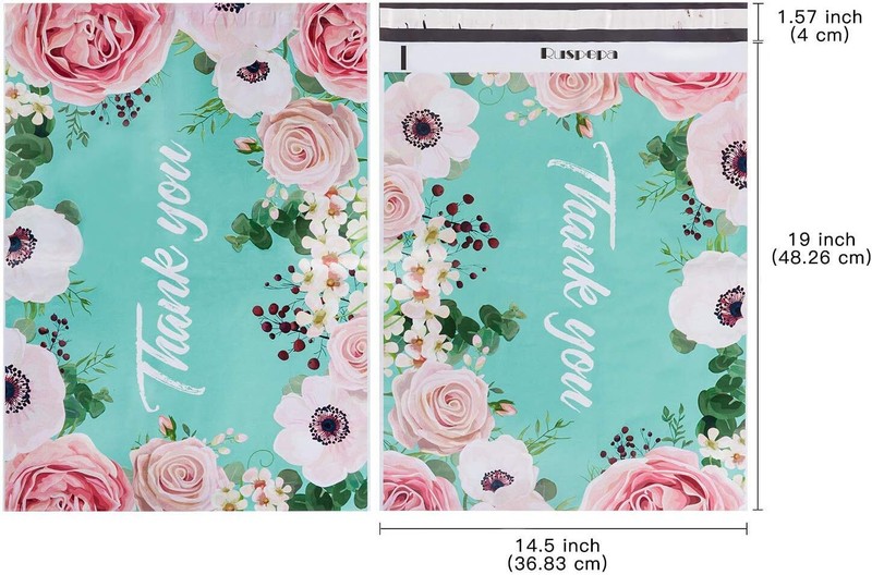 RUSPEPA 14.5X19 Inch Poly Mailers Shipping Bags Thank You Notes Flowers Surround gallery