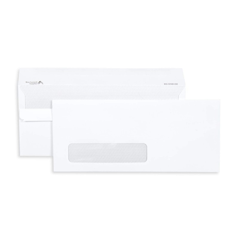 Blue Summit Supplies 500#10 Single Window Security Envelopes large, White