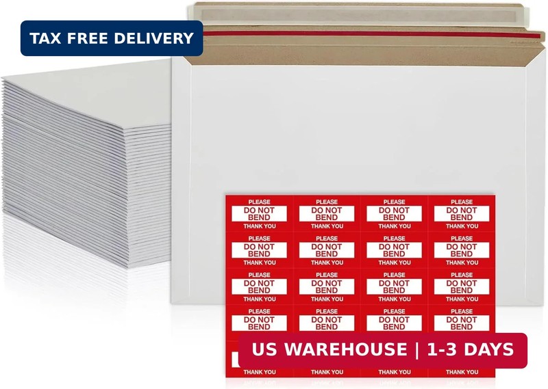 100 Pack 6.5x4.5 inches Rigid Mailers Self Seal Photo Document Cardboard Mailers