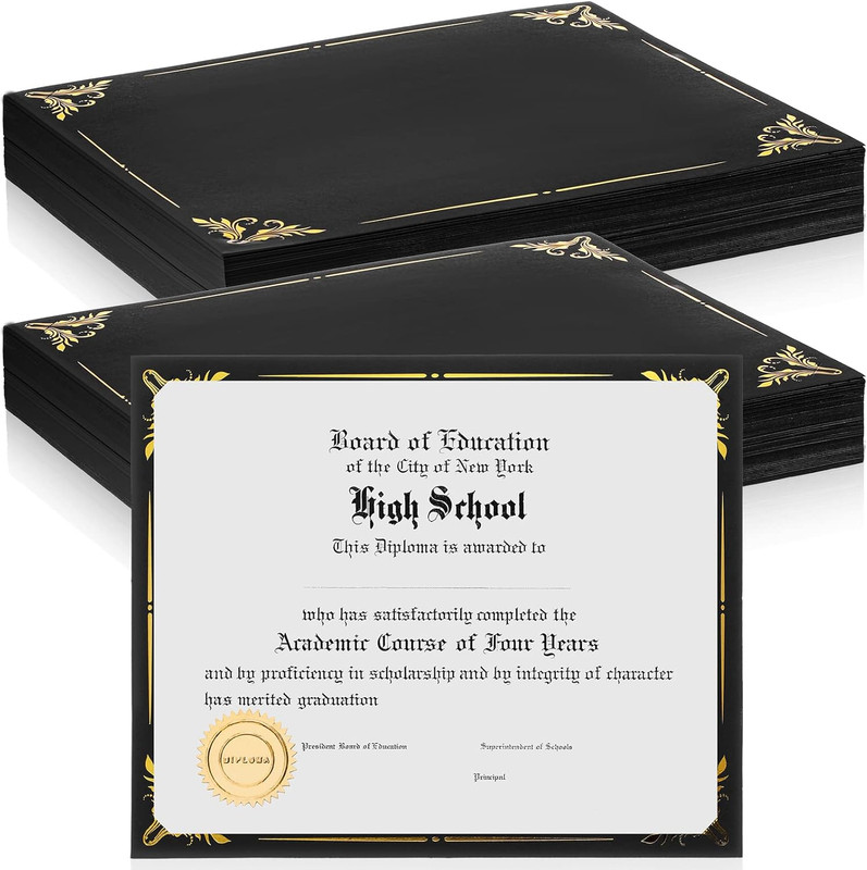 100 Pcs Certificate Holder Foil Border 8.5 X 11 Inch Single Sided Award Certific
