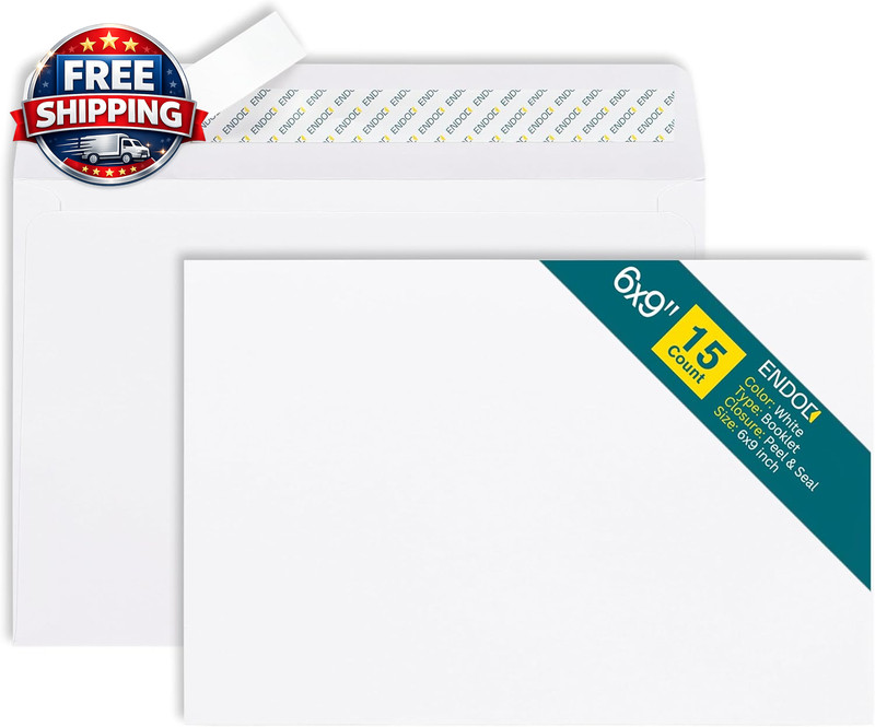 6X9 Booklet Envelopes - 15 Pack - Mailing Envelopes Self Seal - White Letter En gallery