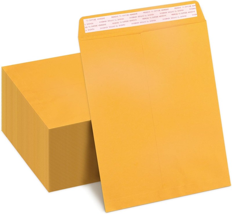 9×12 Manila Envelopes Self Seal 100 Pack, Goefun Yellow Brown 9×12,