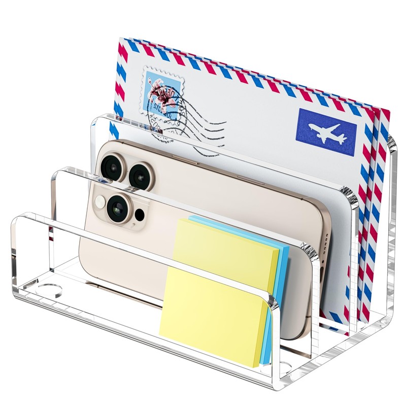 FUCDTEFC Mail Organizer Countertop, 3 Section Clear 3 Clear,