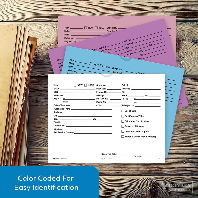 Printed Vehicle Deal Envelopes 9x12 Deal Jackets (100 shrink wrapped) (White) gallery