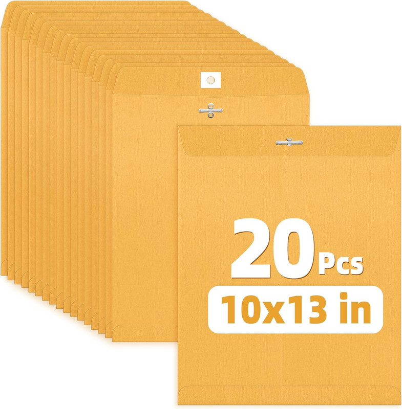 Envelops, 10"X13" Brown Kraft Envelopes with Clasp Closure, 28-Lb Paper Mailing