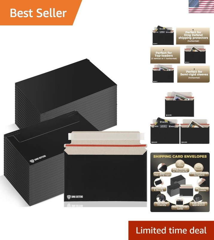 110-Pack Trading Card Mailers – 7″ x 4.35″ Black Self-Sealing Envelopes