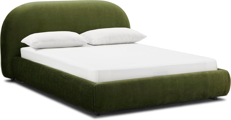 Genoa Queen Bed in Luxurious Distressed Green Velvet Finish