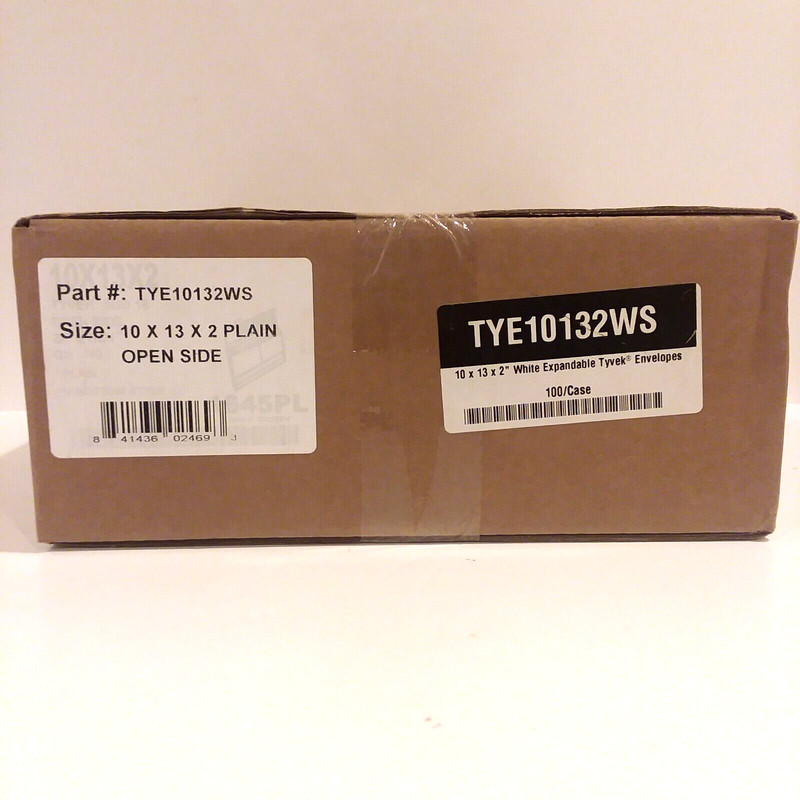 Tyvek 10 x 13 x 2" WHITE Expansion Envelopes Mailers TYE10132WS Open Side 100 ct gallery