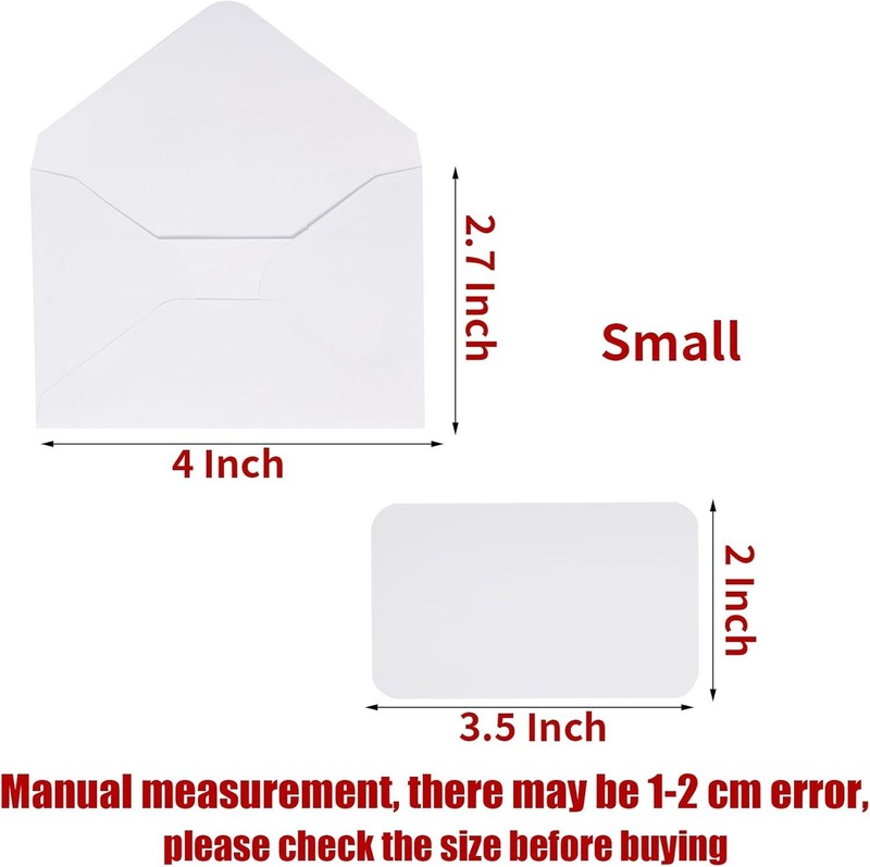 100 Sets Small White Envelopes & Blank Gift Cards for Weddings & Events - 2.7... gallery