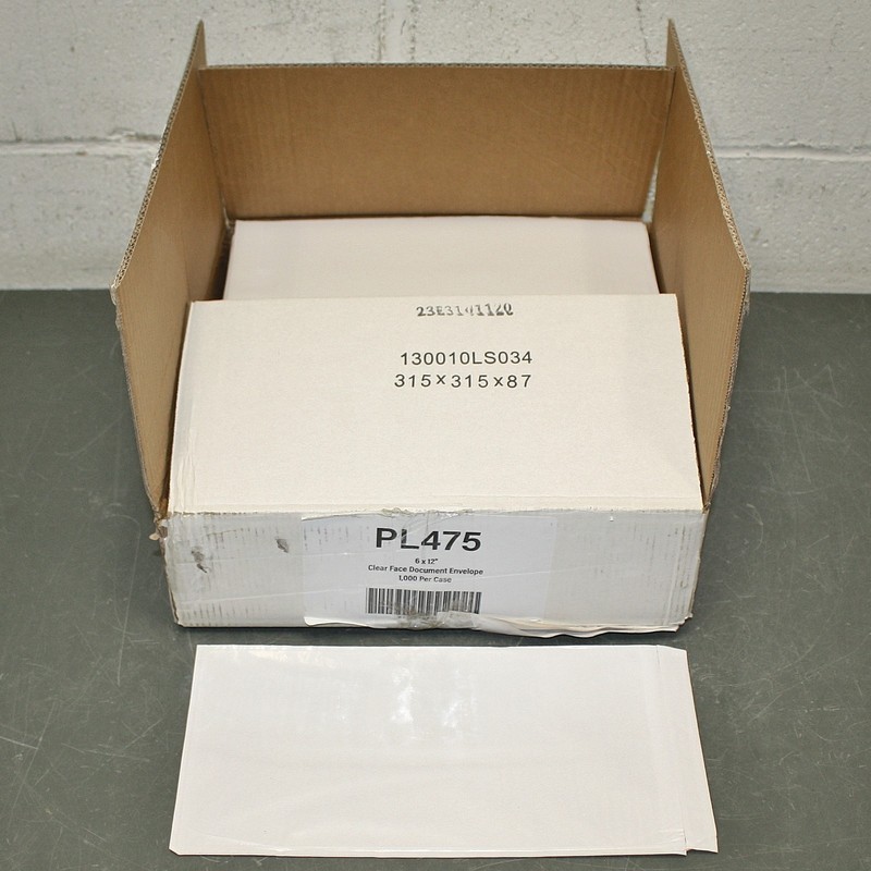 (1000) Tape Logic Document Envelope PL475, 6″ x 12″, Plastic, Clear Face, 2 mil