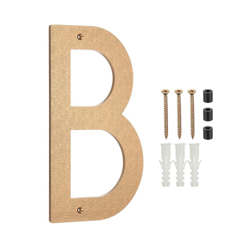 12 Inch Letter B ABS Plastic Floating House Number with Nail Kit, Gold Tone