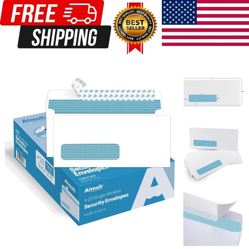Single Left Window SELF Seal Security Envelopes – Super Strong Quick-Seal Sel…