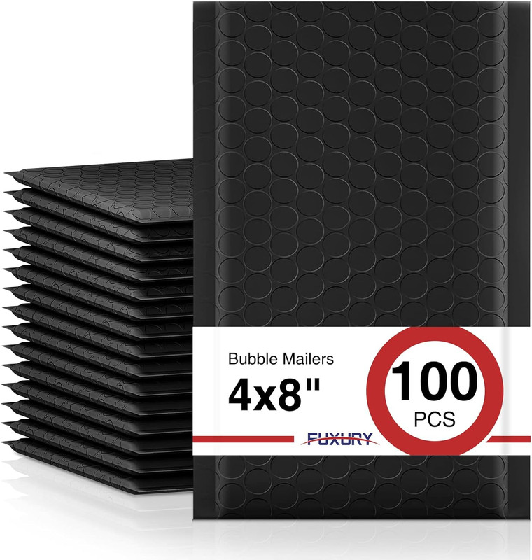 Black Bubble Mailers 4X8″ 100 Pack Waterproof Padded Envelopes Usable Size 4X7″