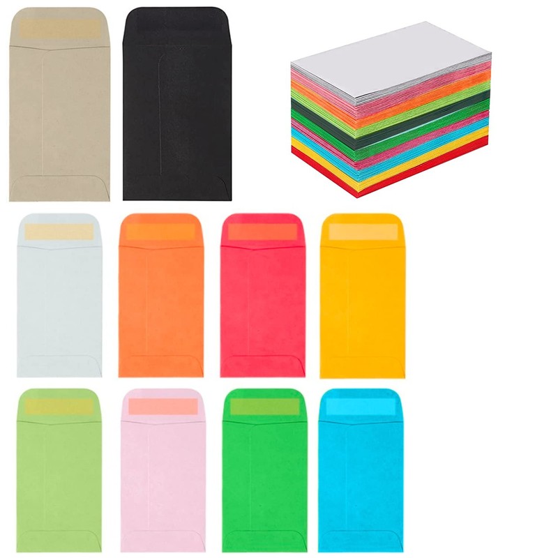 100 Pack Small Coin Envelopes, 2.25 x 3.5 Colored Tiny Seed Envelopes Mini Parts