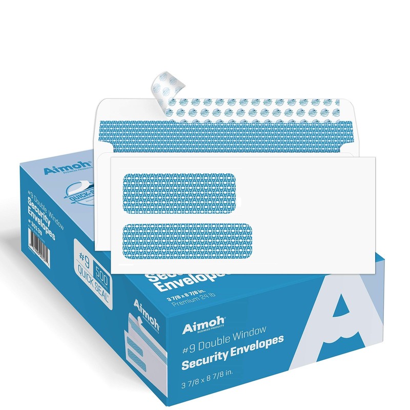 500#9 Double Window SELF Seal Security Envelopes – for Invoices, Statements & Do