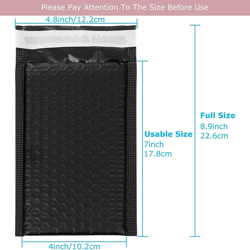 10 Pack 4x7 Inch Poly Bubble Mailers #000 Padded Envelopes Black, Poly Mailer gallery