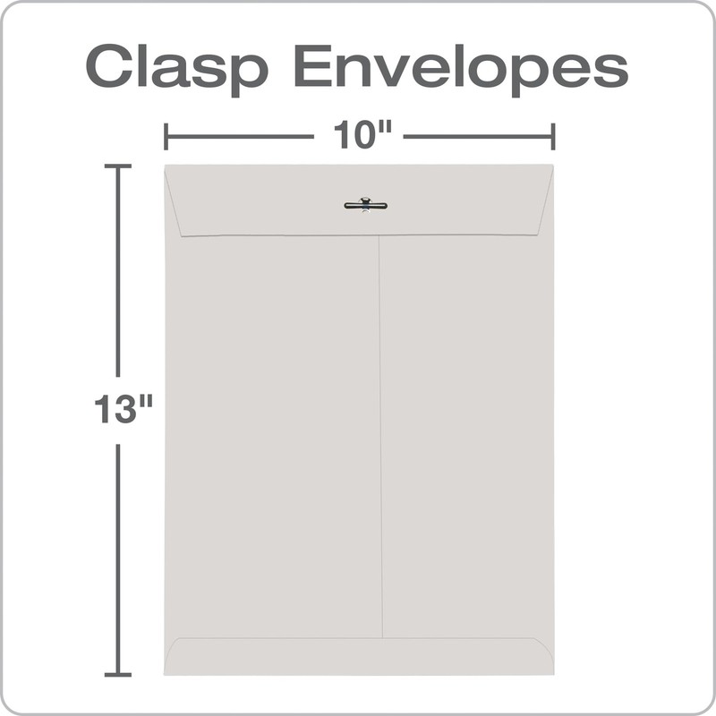 Quality Park Clasp Envelopes, Gummed, 10x13, Executive Gray, 100/Box (38597) gallery