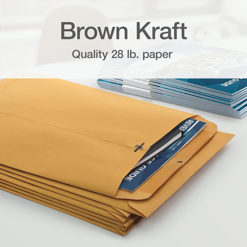 Clasp Envelopes, Heavy-Duty Brown Kraft, Secure Metal Clasp and Gummed Seal, Lar gallery