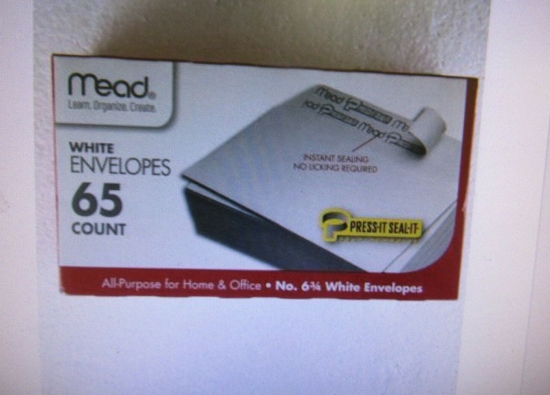 Mead Press-It Seal-It White Envelopes 65-Box CASE OF 24 BOXES No. 6 3/4 [15d]
