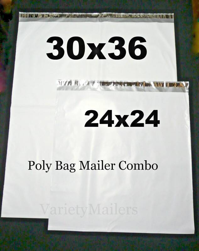 10 Poly Bag Mailer Combo 24x24 & 30x36 EXTRA LARGE Self-Sealing Shipping Bags