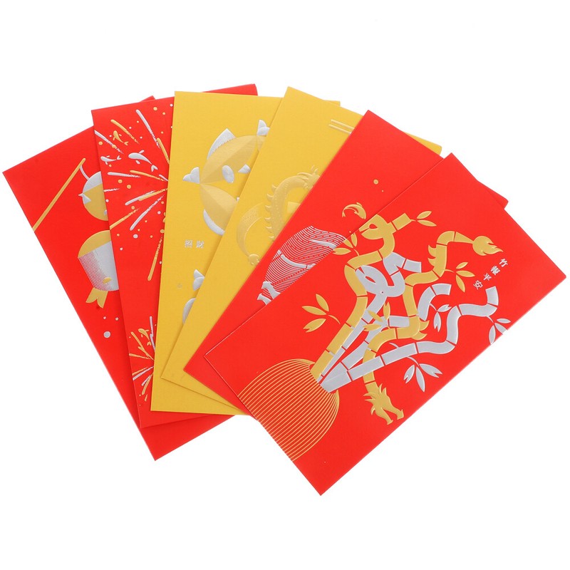 6PCS Red Envelopes The Year Of Dragon Celebrating Packets New Year Money Bags gallery