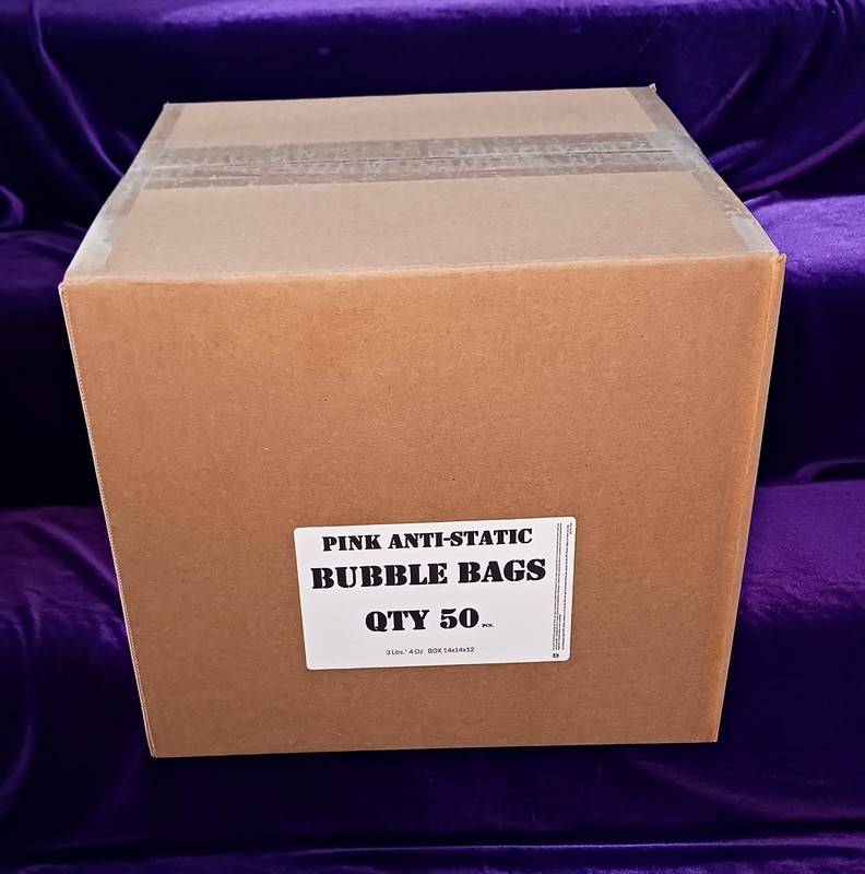 Pink Anti-Static Bubble Pouch Bags _ 13 1/2 X 13 _ Box of 50 Pcs. gallery