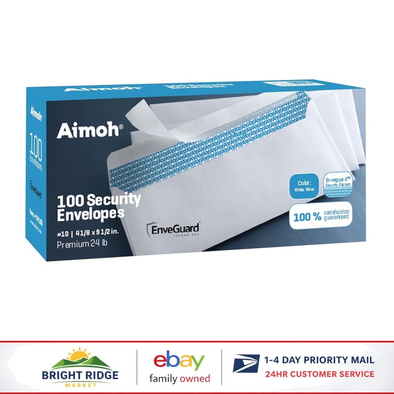 Security-Tinted Self-Seal Envelopes, 100 Count, Durable and Professional Design