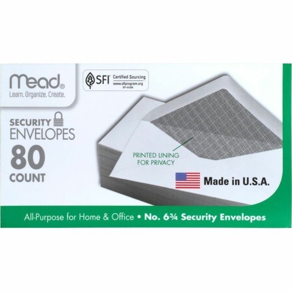 Mead Security Envelopes 6-3/4 80 Count #75212 Home Office 3 5/8″ x 6 1/2″