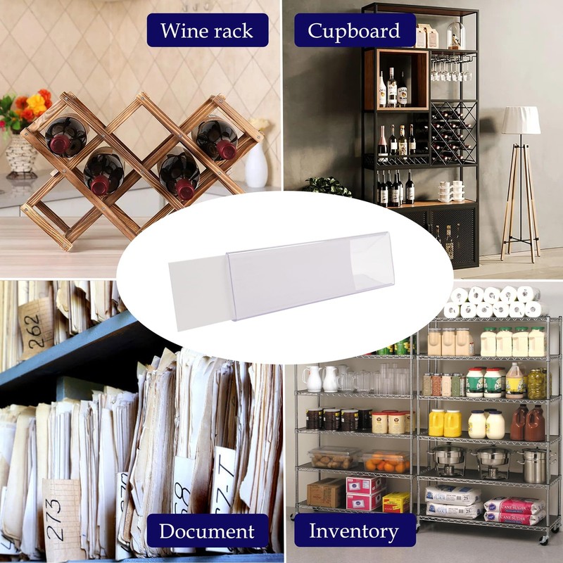 Millaass 30 Pcs Plastic Shelf Label Holder,3" L x1" H Wood 3" L H, Clear gallery
