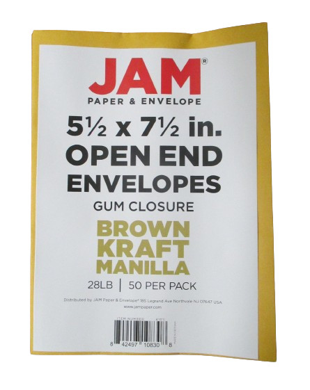 Jam Open End Catalog Kraft Manilla Envelope Gum Closure 28lbs 5 1/2″x7 1/2″