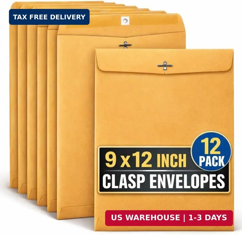 1InTheOffice Manila Envelopes 9×12, Clasp Envelopes 9×12, Catalog Mailing Envelo