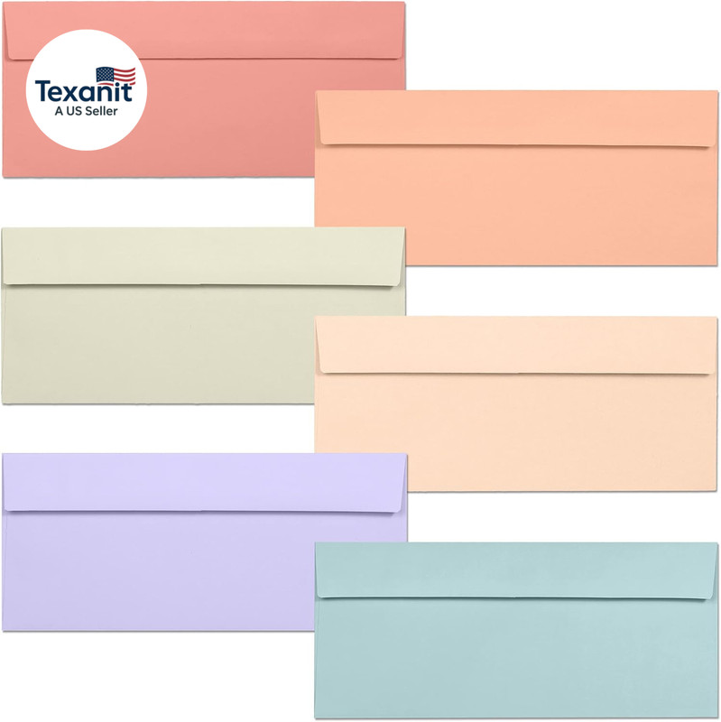 Business Envelopes, 120-Pack #10 Envelopes, 4 1/8 X 9 1/2 Inches, 6 Warm Pastel
