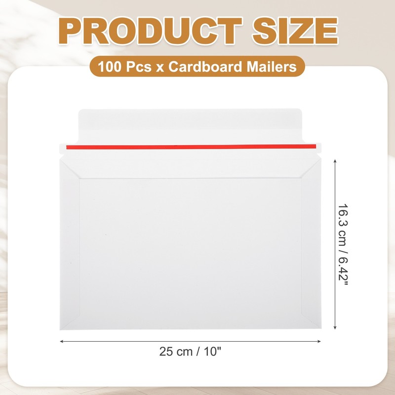 Cardboard Envelopes, (10" x 6.42", White)(100Pcs), Rigid Mailers Shipping gallery
