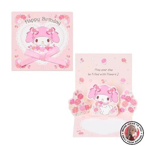 NEW Sanrio My Melody Birthday Mini Card with Pink Ribbon and Message Card