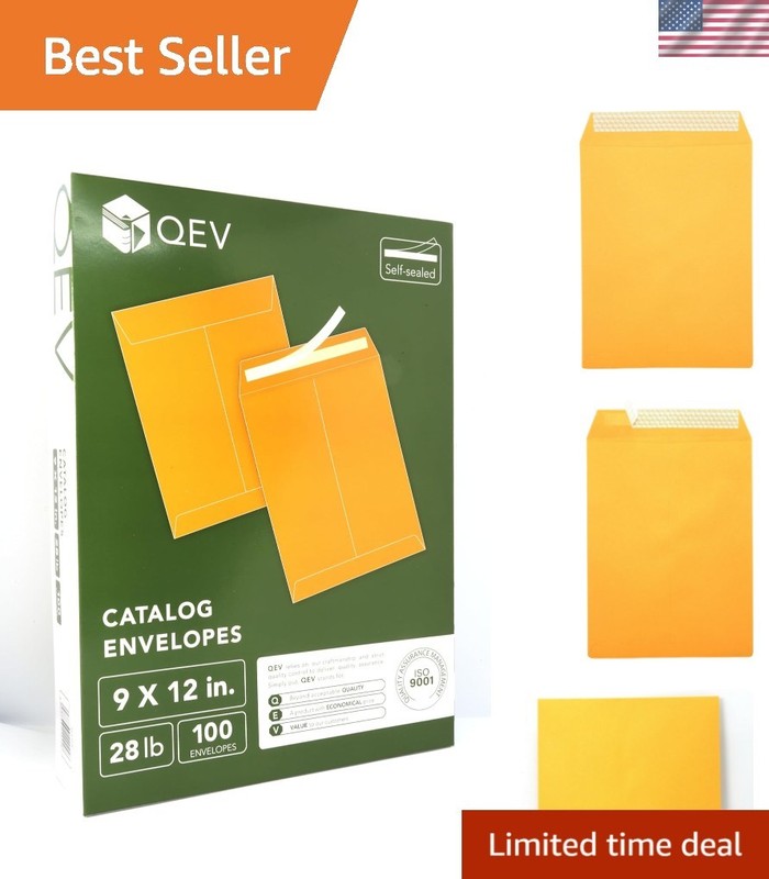 Eco-Friendly Bulk Pack of 100 Self-Seal Manila Envelopes 9×12 for Business