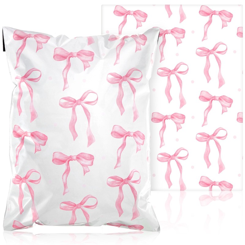 10×13 Inch Pink Coquette Bow Poly Mailer Shipping Bag Self Adhesive 200 PCS