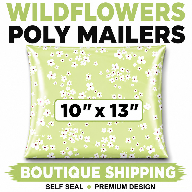 Wildflowers Poly Mailers 10×13 Designer Shipping Bags Self Seal Cute