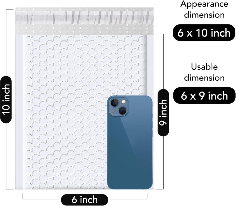 Bubble Mailer 6X10" 100 Pack White Bubble Mailers Usable Size 6X9" Self Seal Pad gallery