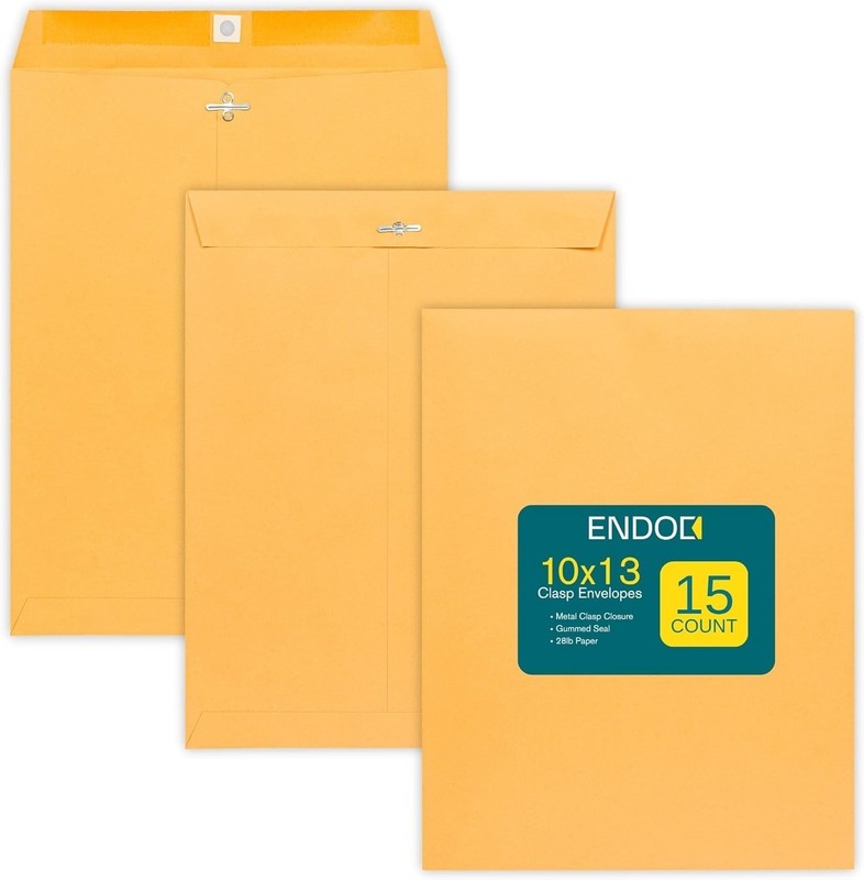10x13 Clasp Envelopes - 15 Pack Brown Kraft for Home & Business Security gallery