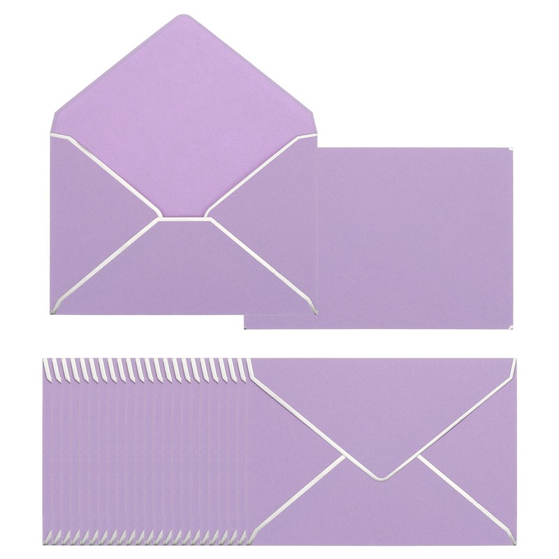 100 Pack A7 Envelopes with Gold Border Christmas Envelopes (Purple)