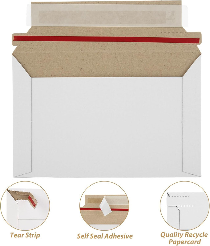 100 Pack 5.9X3.9In Self Seal Cardboard Mailing Envelopes 450 GSM Stay Flat Maile gallery