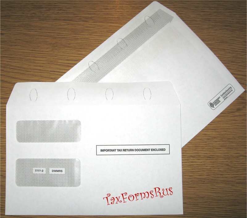 100/pk ~ 1099 ENVELOPES for 2UP tax forms 8-3/4"x5-5/8" Self-Seal, #7777-2 DWMRS