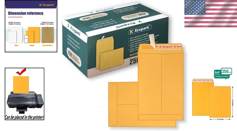 250 Brown Kraft Envelopes 6x9 - Printable Self-Seal for Photos, Documents, Cards gallery