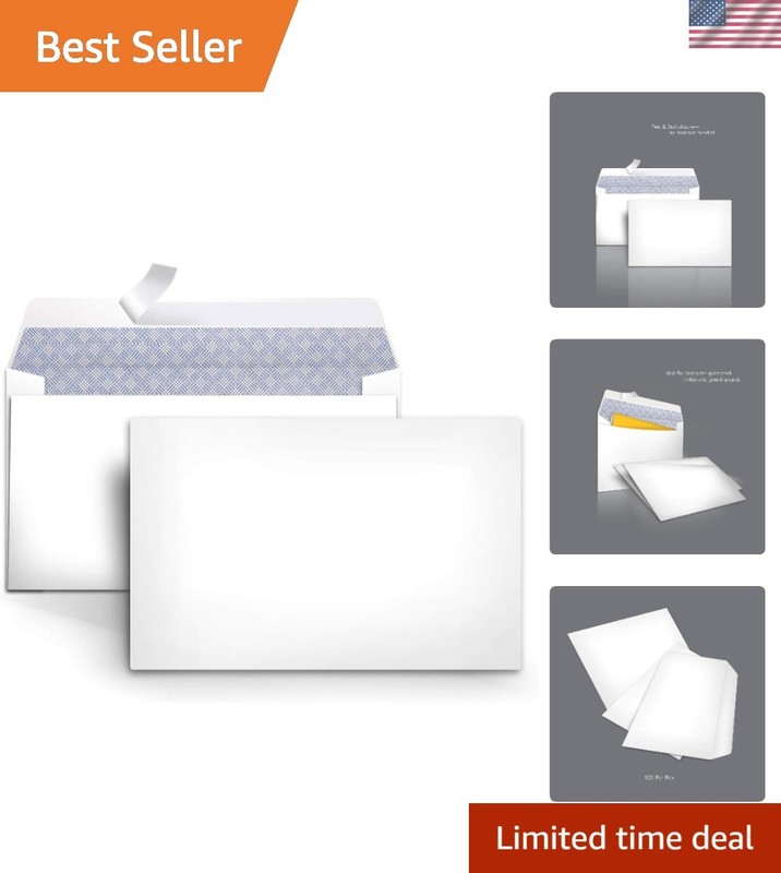 Windowless Self-Seal Envelopes 100-Pack: Security Tinted for Reliable Mailings